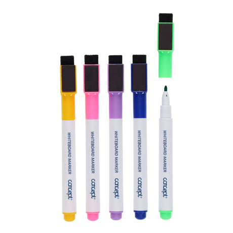 Concept Dry Erase Markers with Eraser Lid - Pack of 5