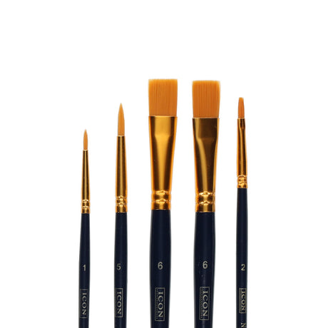 Icon Paint Brush Set - Synthetic - Pack of 5