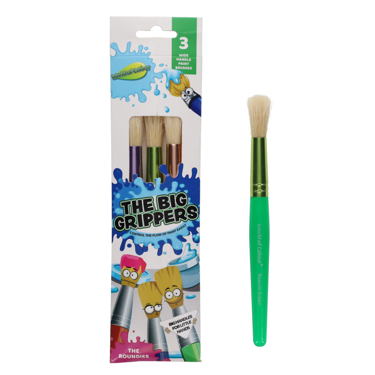 World of Colours Big Grip Brush Set - Round - Pack of 3