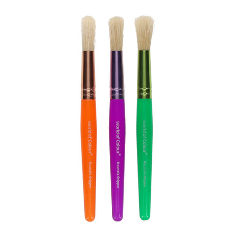 World of Colours Big Grip Brush Set - Round - Pack of 3