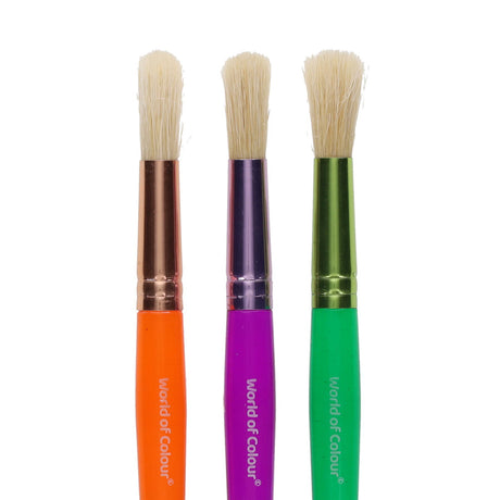 World of Colours Big Grip Brush Set - Round - Pack of 3