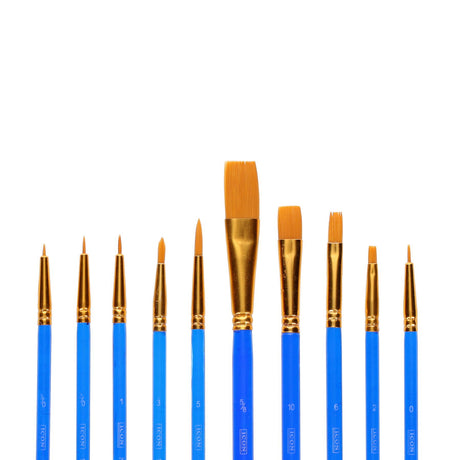 Icon Paint Brushes for Professionals - Golden Taklon - 10 Pieces