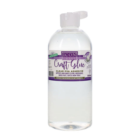 Icon Clear Craft Glue - Dries Fast & Clear, Washable - 500ml Bottle