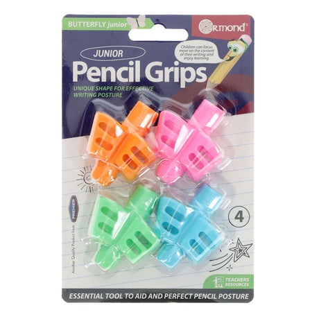 Clever Kidz Butterfly Junior Pencil Grips - Pack of 4