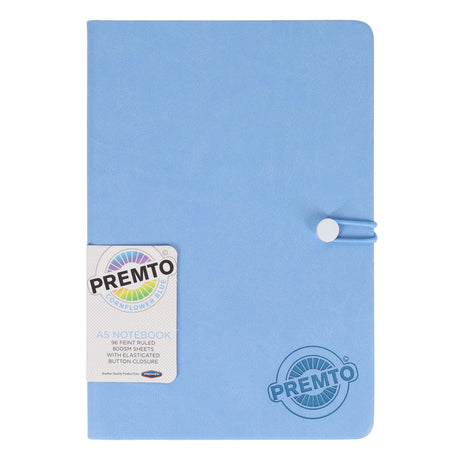 Premto Pastel A5 PU Leather Hardcover Notebook with Elastic Closure - 192 Pages - Cornflower Blue