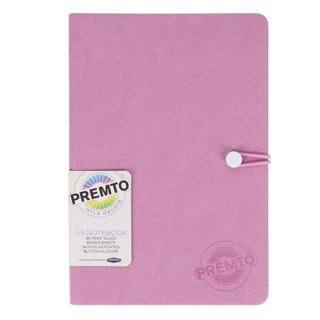 Premto Pastel A5 PU Leather Hardcover Notebook with Elastic Closure - 192 Pages - Wild Orchid Purple