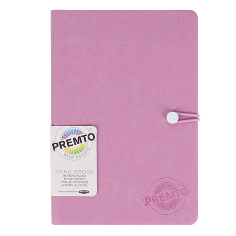 Premto Pastel A5 PU Leather Hardcover Notebook with Elastic Closure - 192 Pages - Wild Orchid Purple