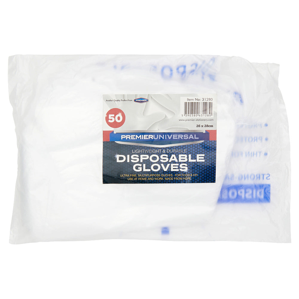 Premier Universal Disposable Gloves - 26x28cm - Pack of 50