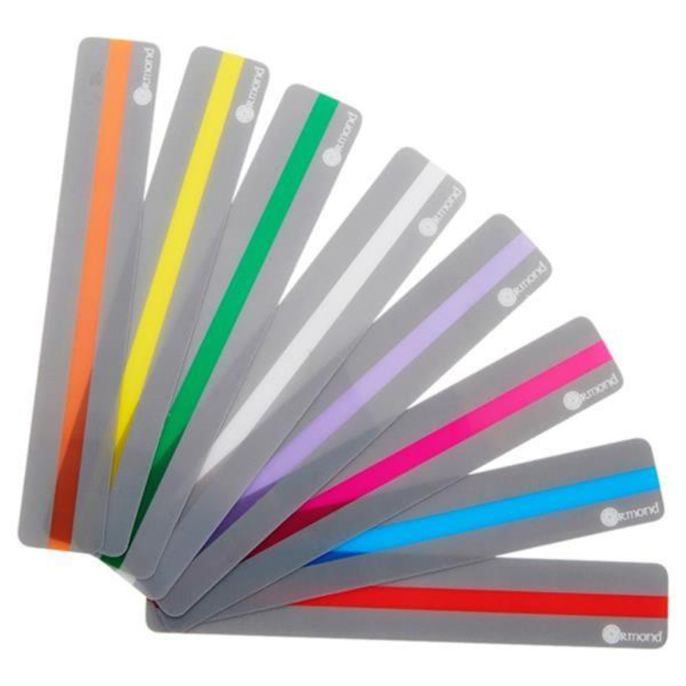 Ormond 190mm x 32mm Visual Memory Aid Tinted Overlays - Set of 8