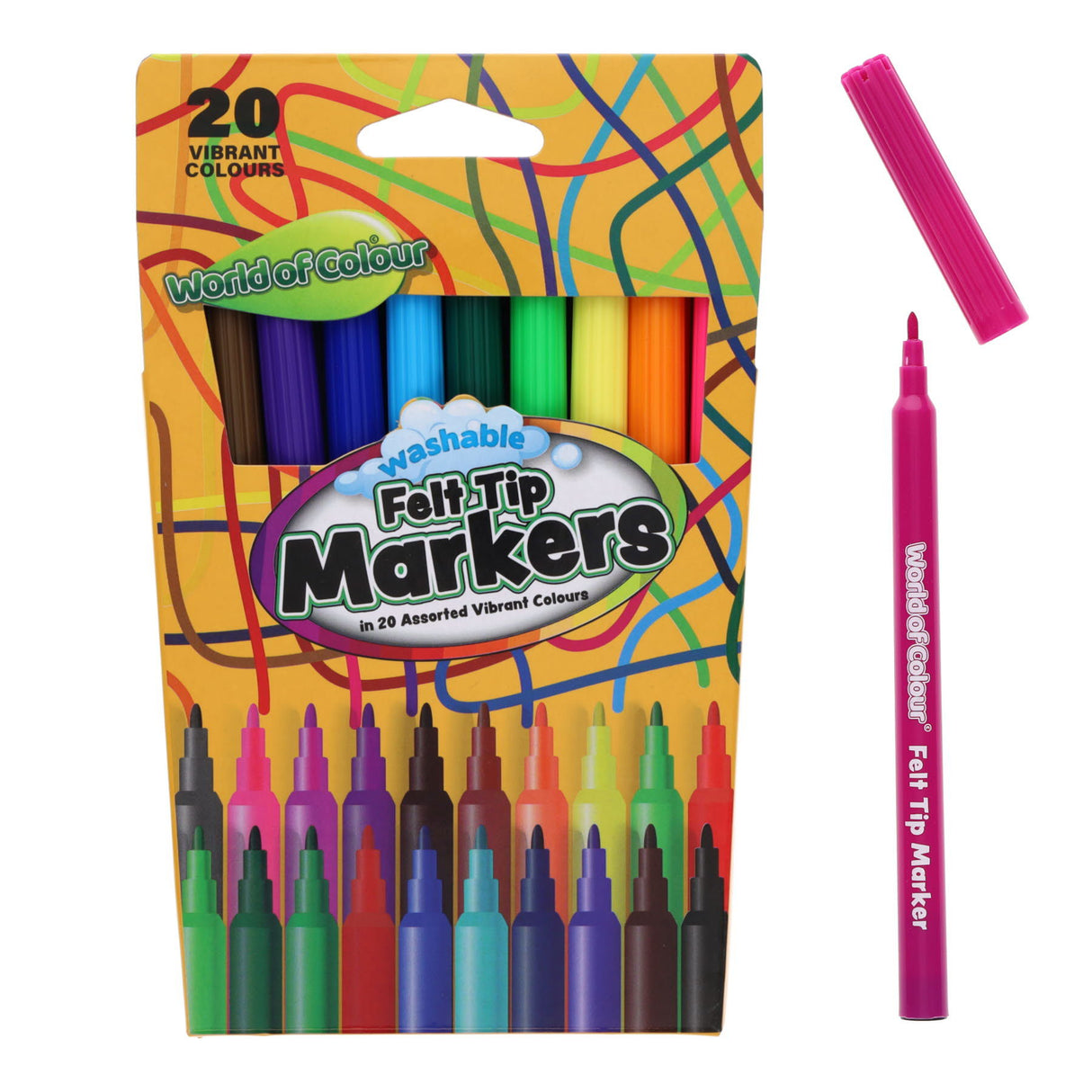 World of Colour Felt Tip Markers - Pack of 20