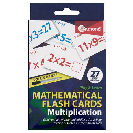 Ormond Mathematical Flash Cards - Multiplication - Pack of 27-Educational Games-Ormond|StationeryShop.co.uk