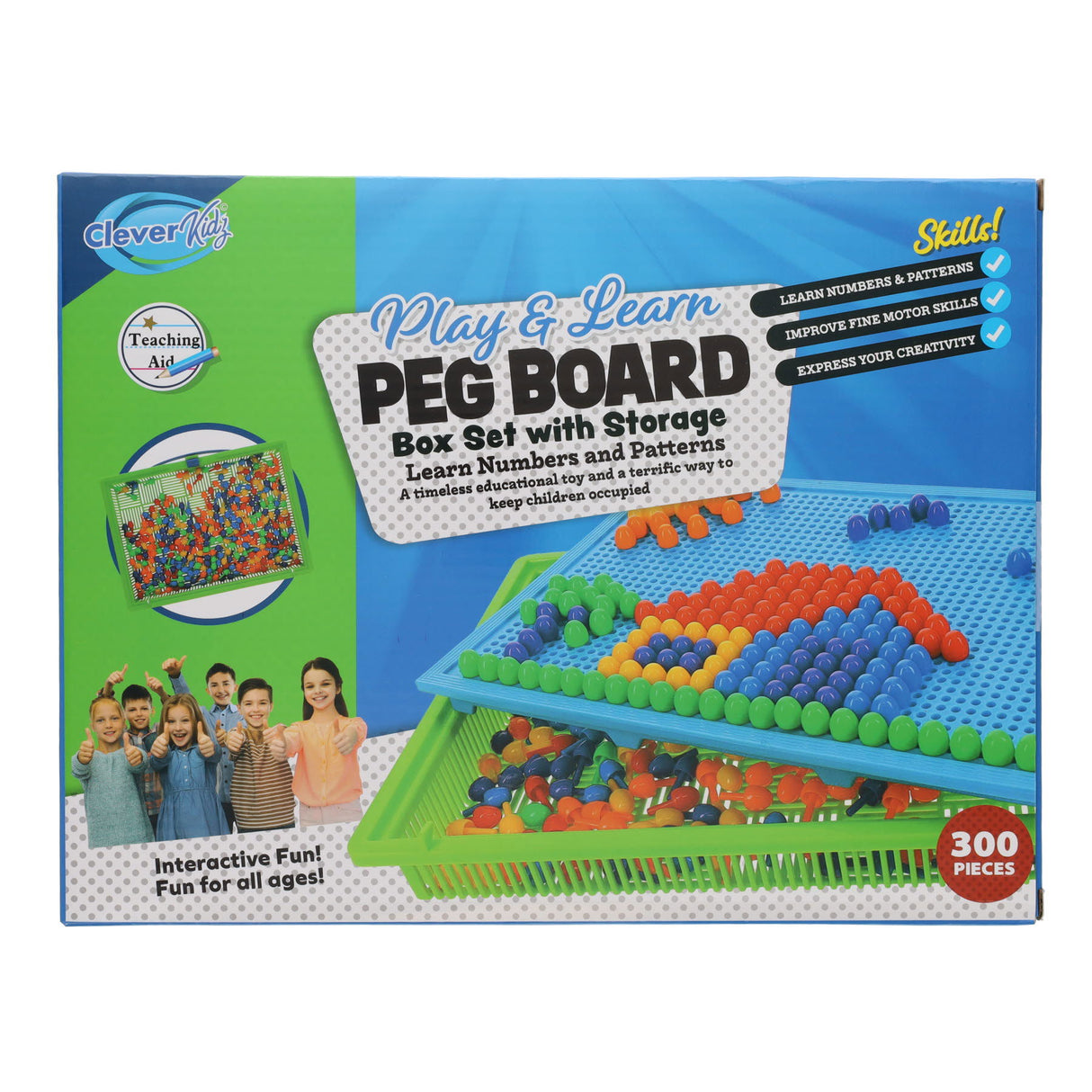 Clever Kidz Peg Board Box Set With Storage