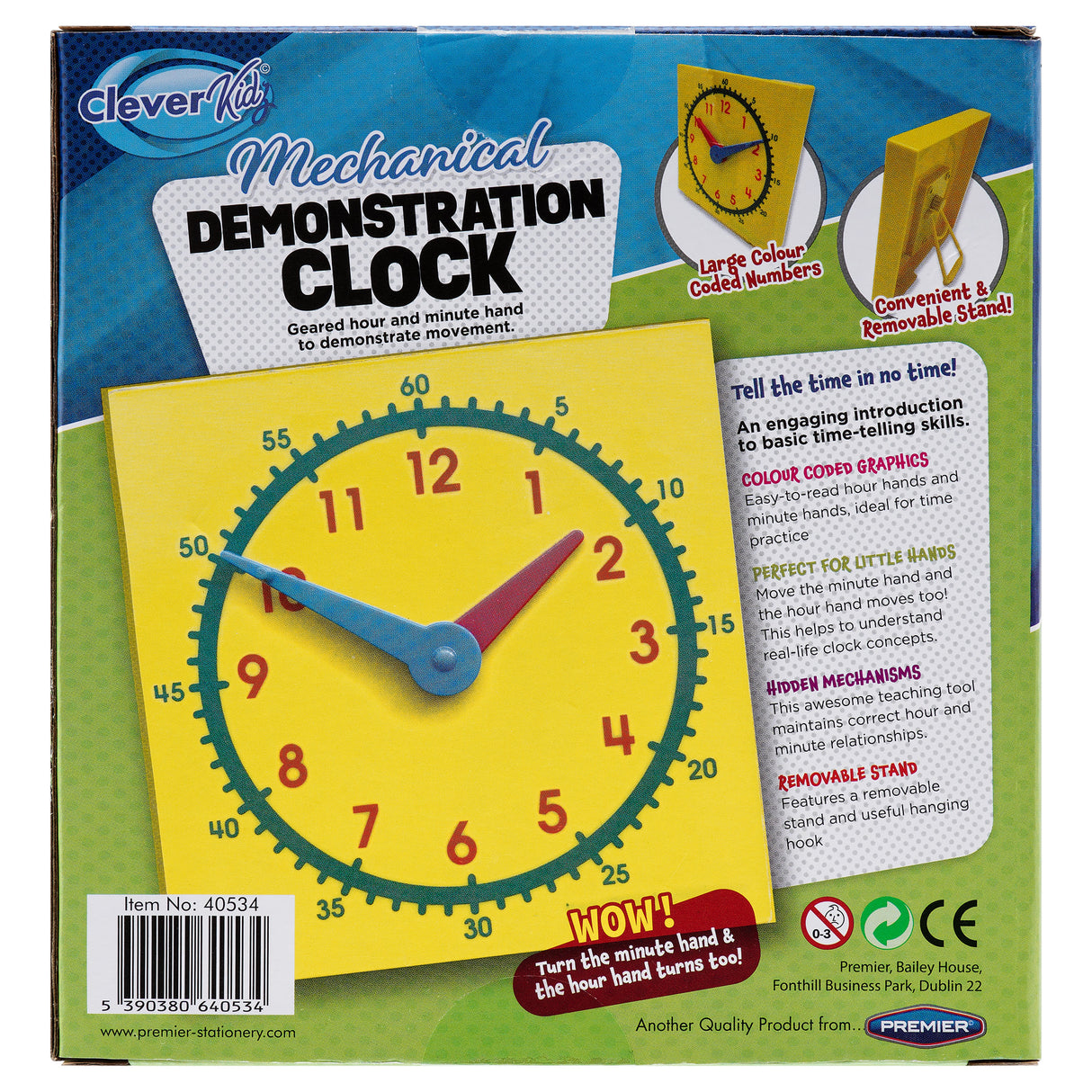 Clever Kidz Mechanical Demonstration Clock 12.5cm