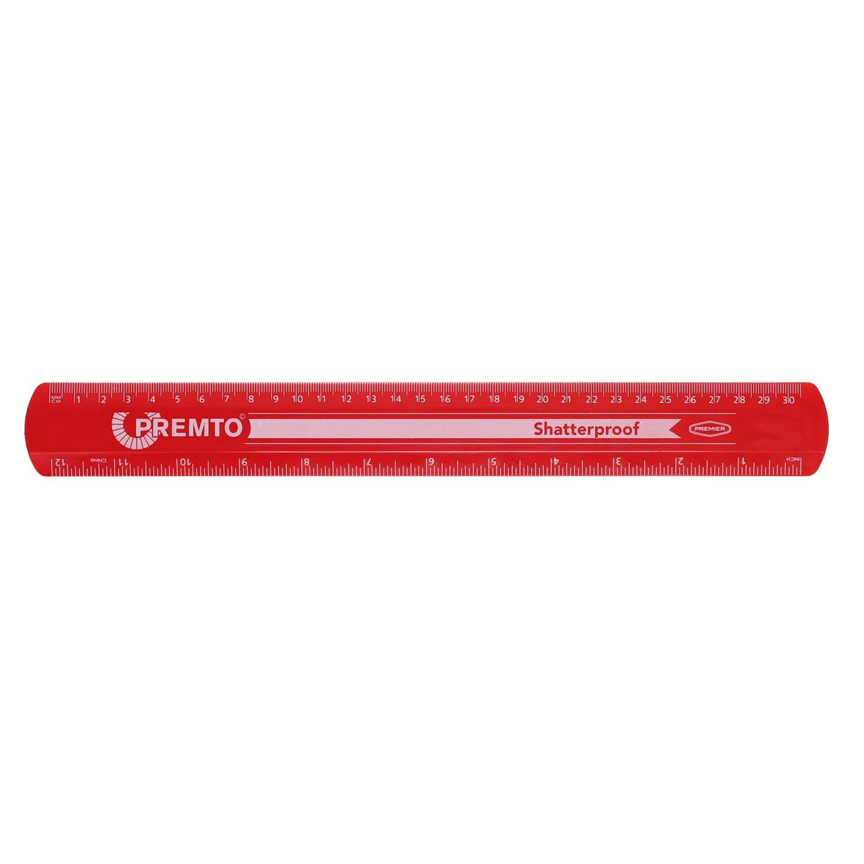Premto Shatterproof Ruler - 30cm - Ketchup Red