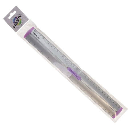 Premto Pastel Aluminum Ruler With Grip 30cm - Wild Orchid