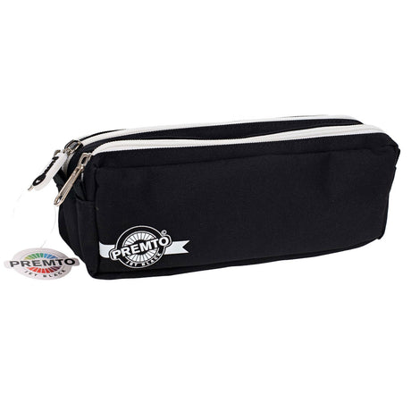 Premto 3 Pocket Pencil Case - Jet Black