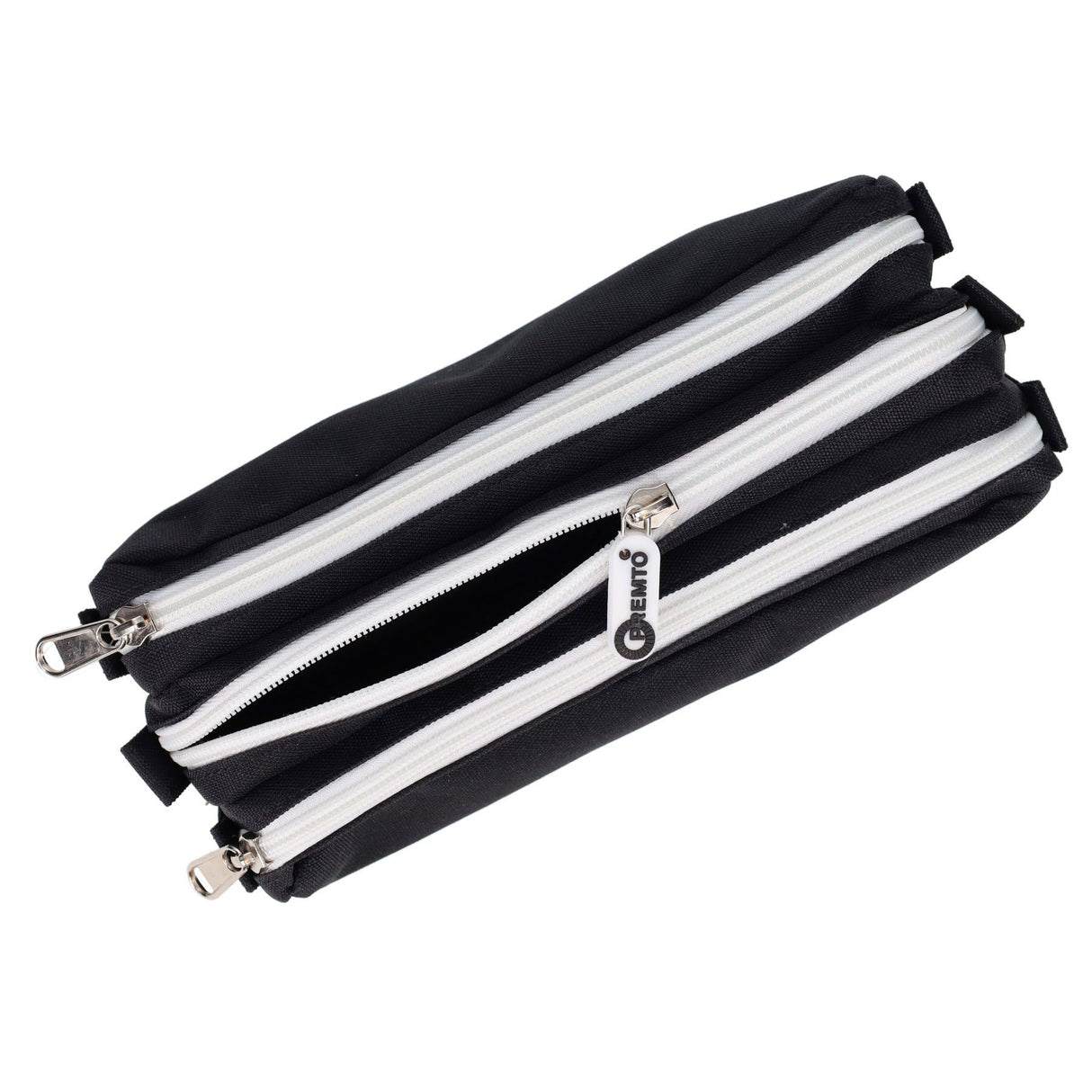 Premto 3 Pocket Pencil Case - Jet Black