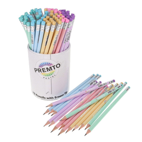 Premto Pastel HB Pencils With Eraser - Tub of 100