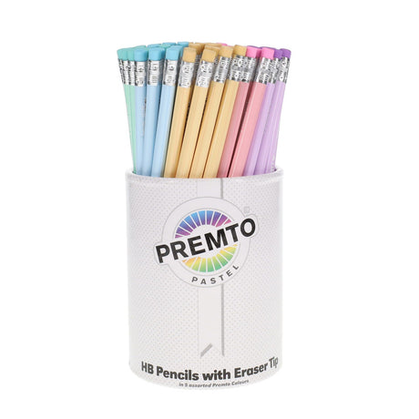 Premto Pastel HB Pencils With Eraser - Tub of 100