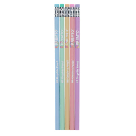 Premto Pastel HB Pencils With Eraser Tip - Pack of 5-Pencils-Premto|StationeryShop.co.uk