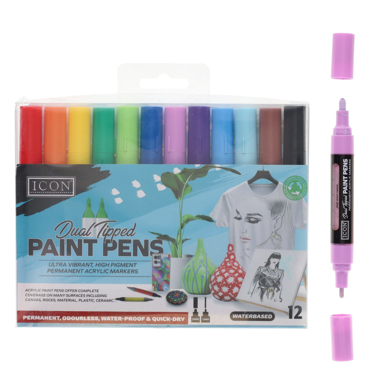 Icon Dual Tipped Paint Pens - Pack of 12