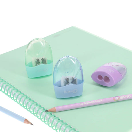 Premto Pastel Twin Hole Sharpener - Cornflower Blue