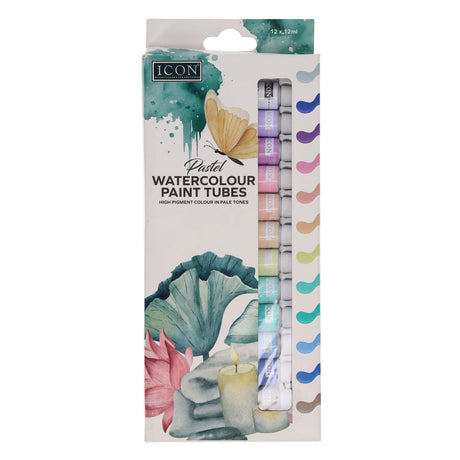 Icon Pastel Watercolor Paint Tubes - 12ml - Pack of 12