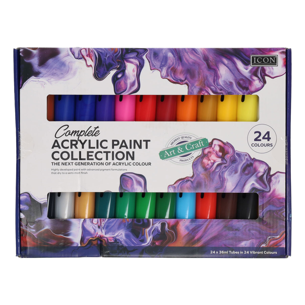 Icon Complete Acrylic Paint Collection - 36ml - Pack of 24