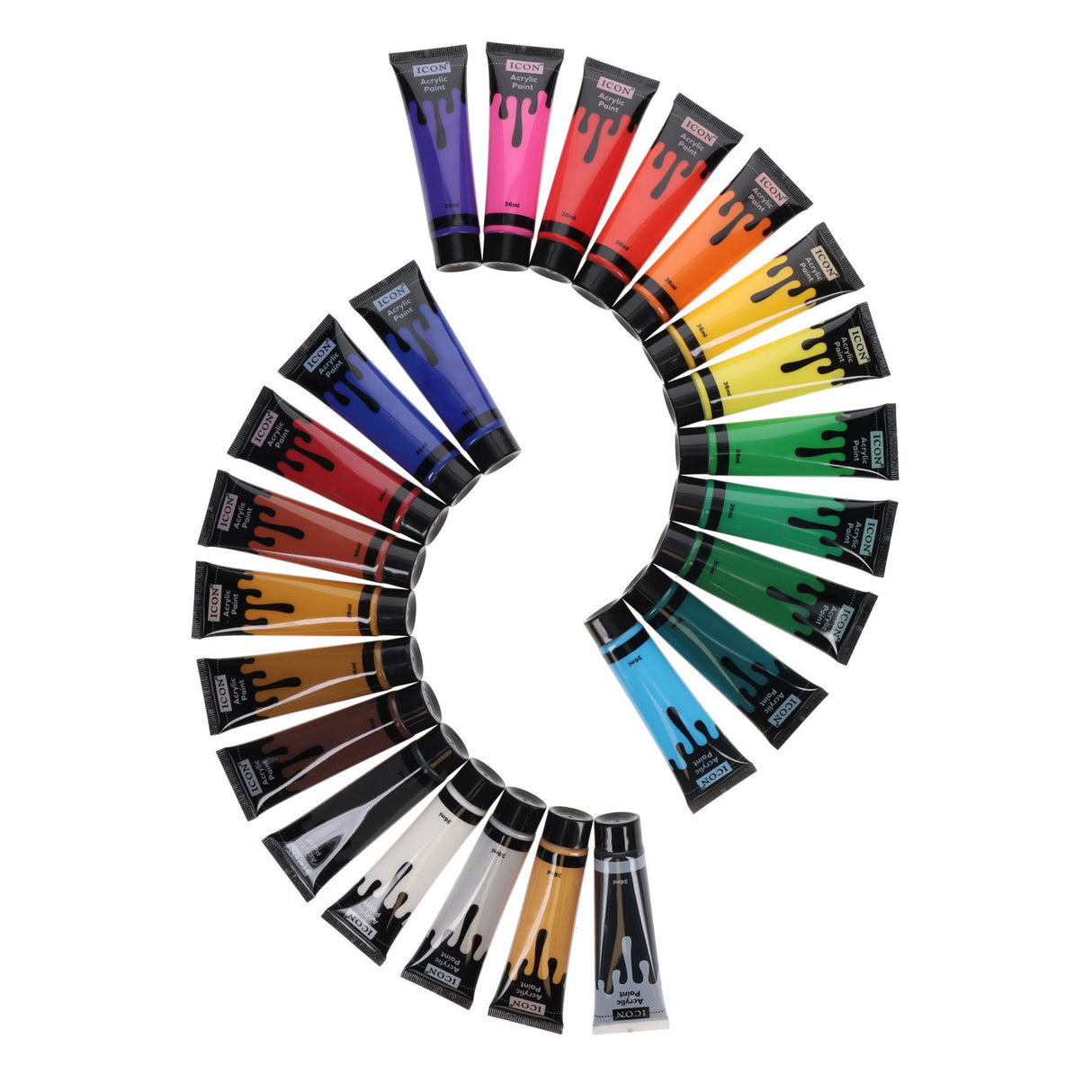 Icon Complete Acrylic Paint Collection - 36ml - Pack of 24