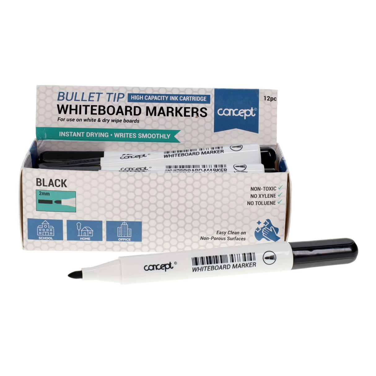 Concept Whiteboard Bullet Point Tip Marker - Black - Box of 12