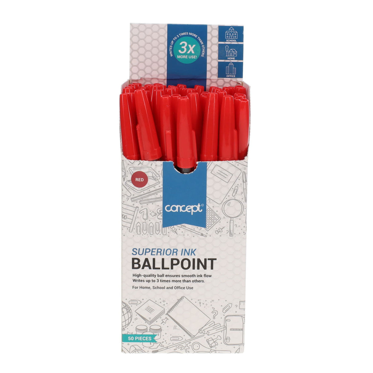 Concept Ballpoint Pens - Red- Box 50