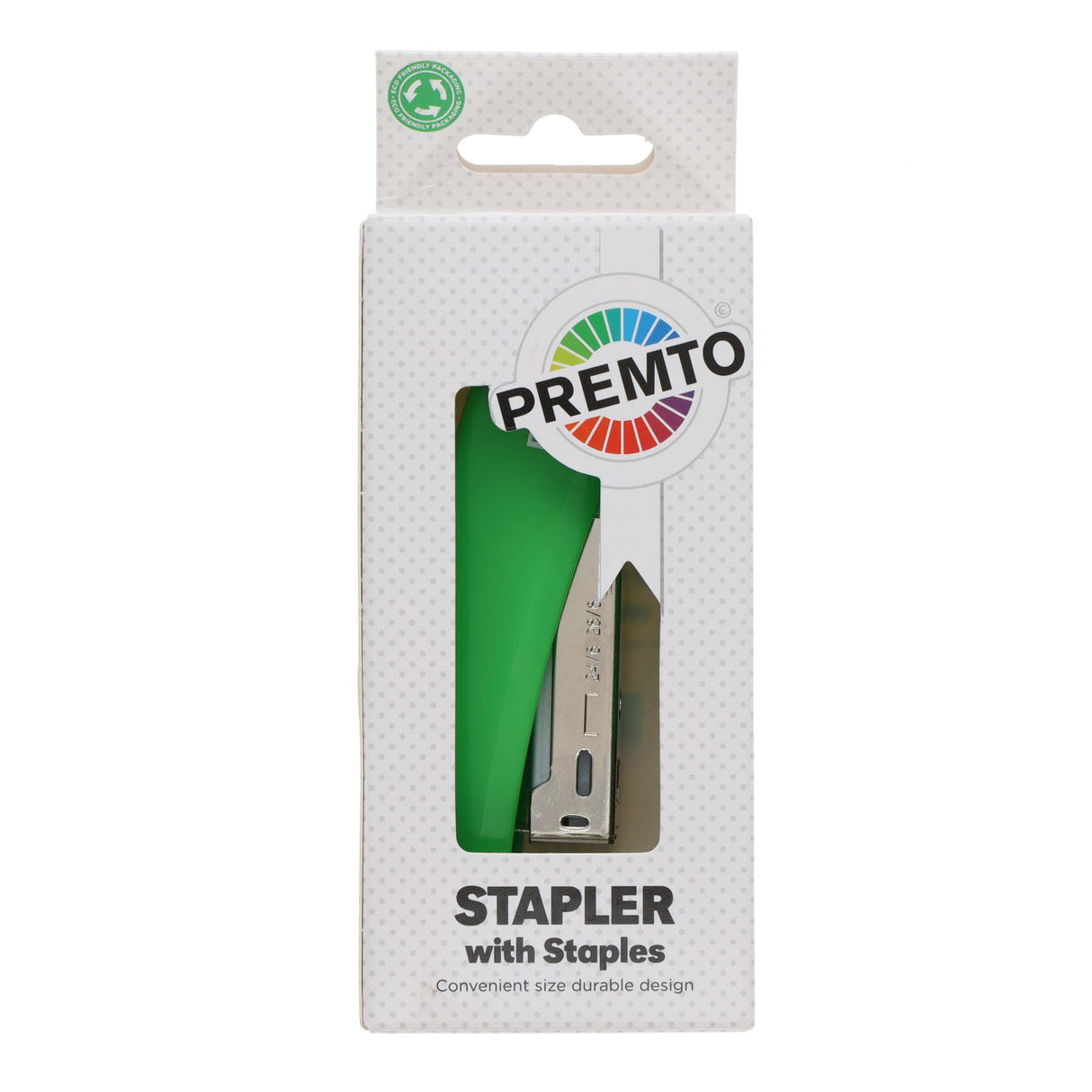 Premto Desk Top Stapler with 1000 Staples - 26/6 - Caterpillar Green