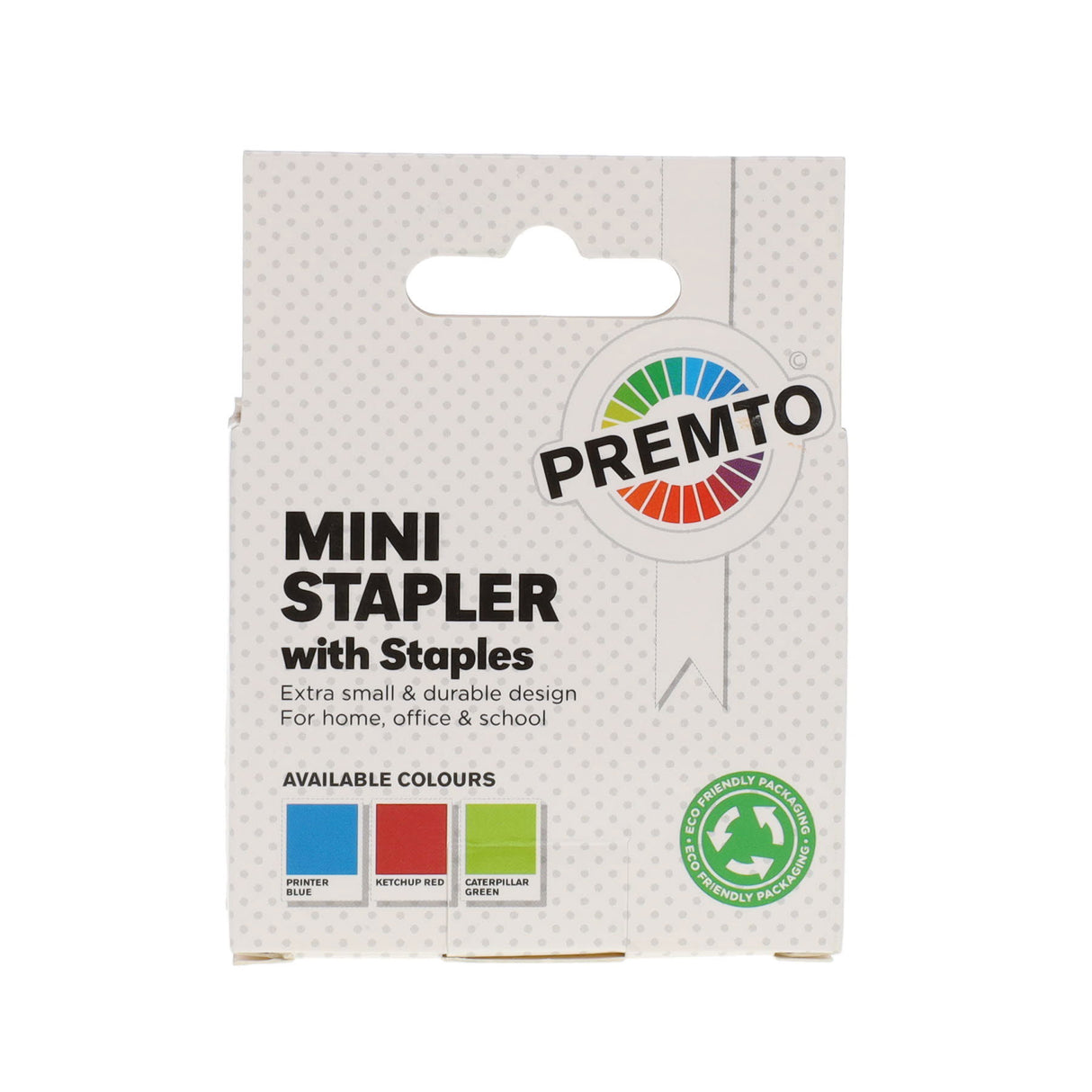 Premto Mini Stapler with 1000 Staples - 26/6 - Caterpillar Green