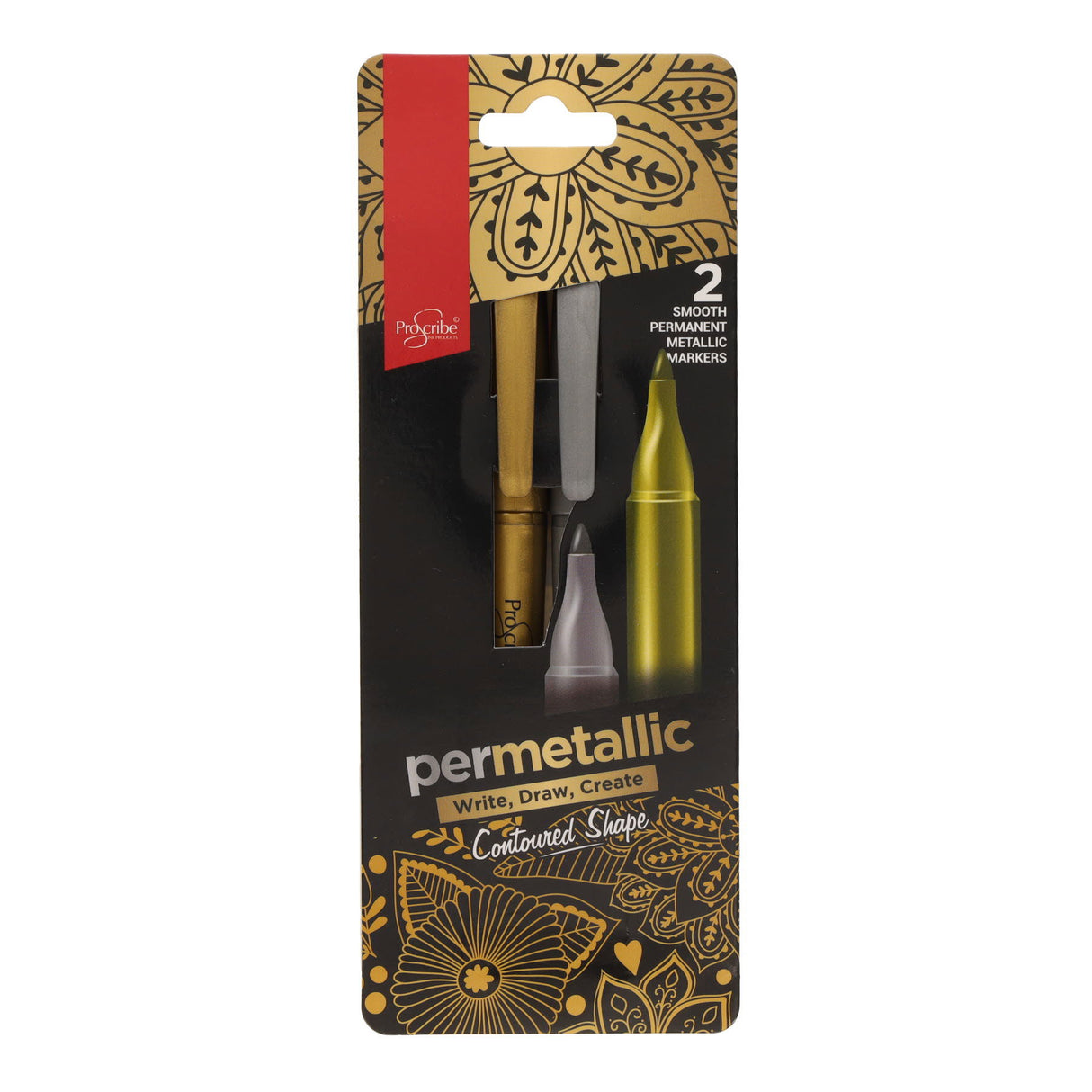 Pro:Scribe Smooth Permanent Metallic Markers - Pack of 2