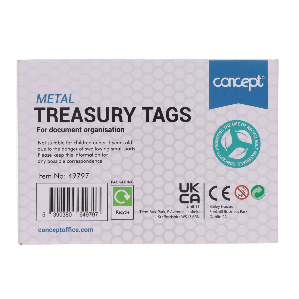 Concept Metal Treasury Tags - 76mm - Pack of 100