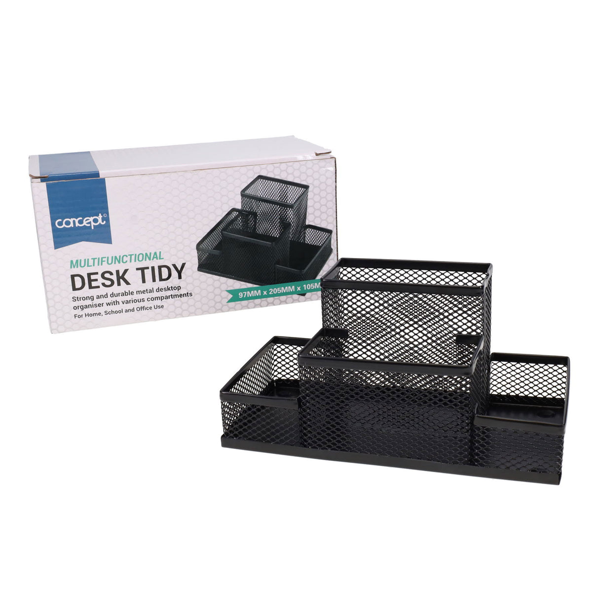 Concept Multifunctional Metal Desk Tidy - Black