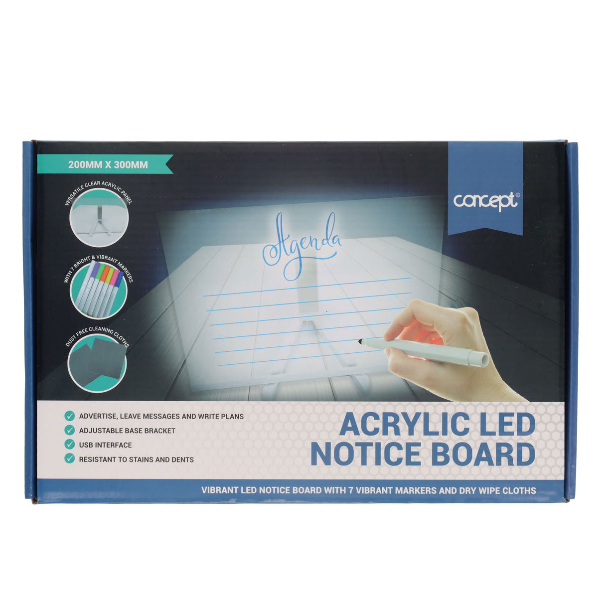 Concept Acrylic LED Notice Board - 200 x 300mm