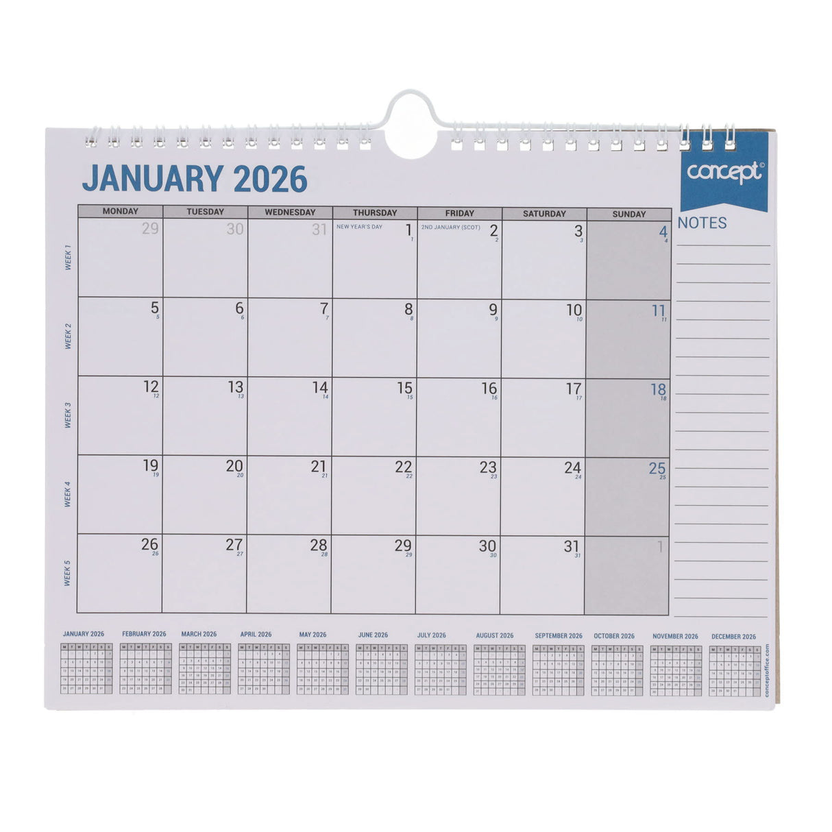 Concept 2026 Easy Glance Monthly Planner