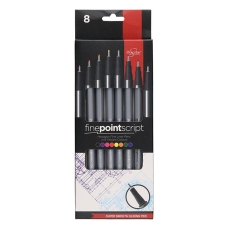 Pro:Scribe Finepoint Script Pens - Pack of 8