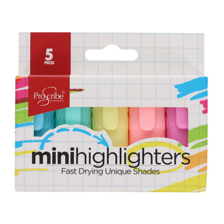 Pro:Scribe Pastel Mini Highlighters - Pack of 5