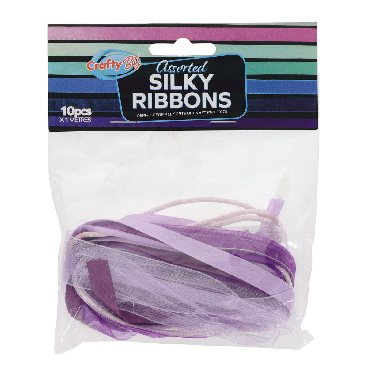Crafty Bitz Silky Ribbons - 10m - Purple