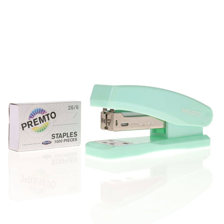 Premto Pastel Desk Top Stapler & 26/6 Staples - 1000 Staples - Mint Magic