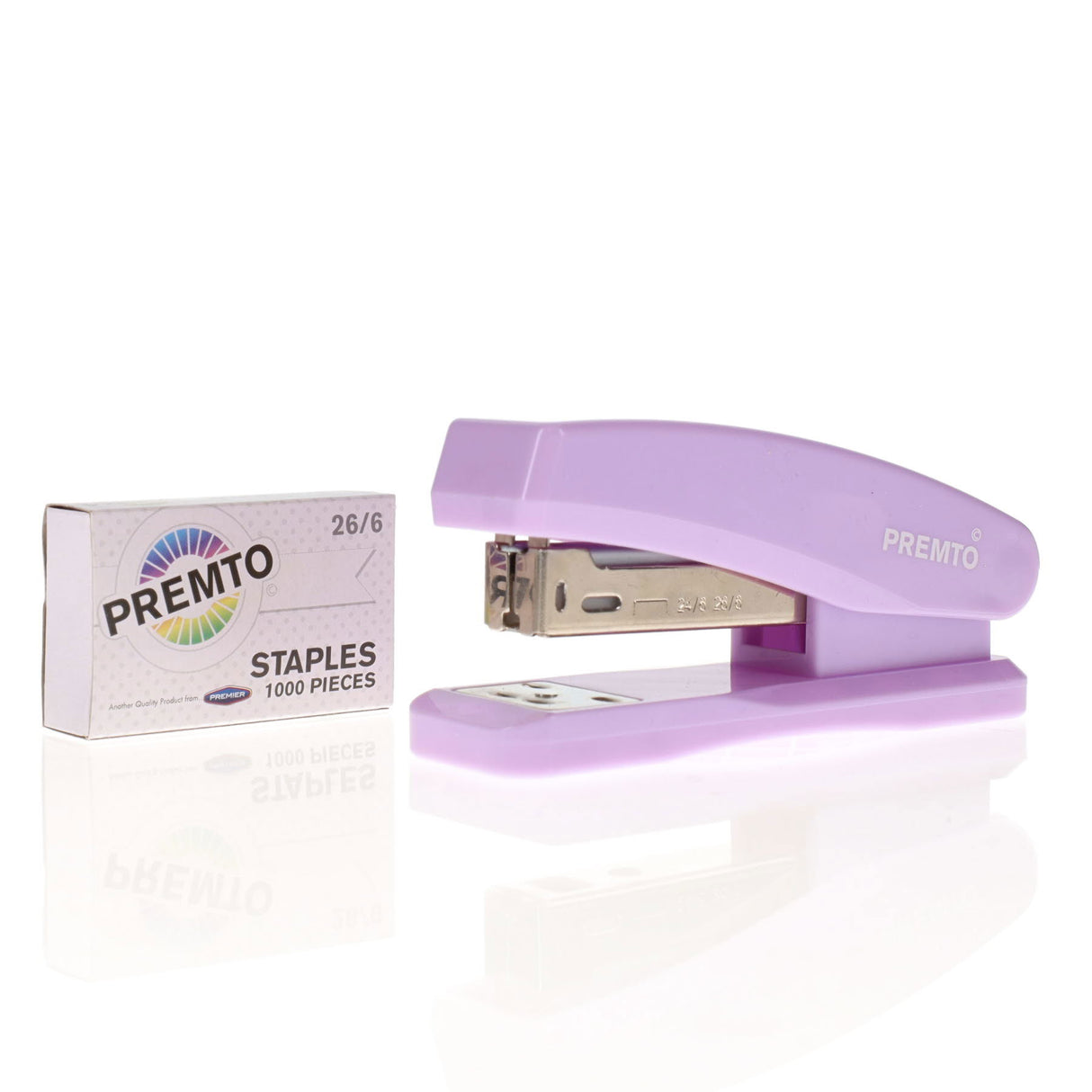 Premto Pastel Desk Top Stapler & 26/6 Staples - 1000 Staples - Wild Orchid