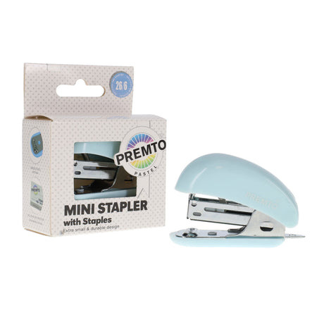 Premto Mini Stapler & 1000 26/6 Staples - Pastel - Cornflower Blue