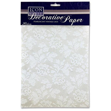 Icon A4 Pearlescent Vintage Lace Paper - 20 Sheets