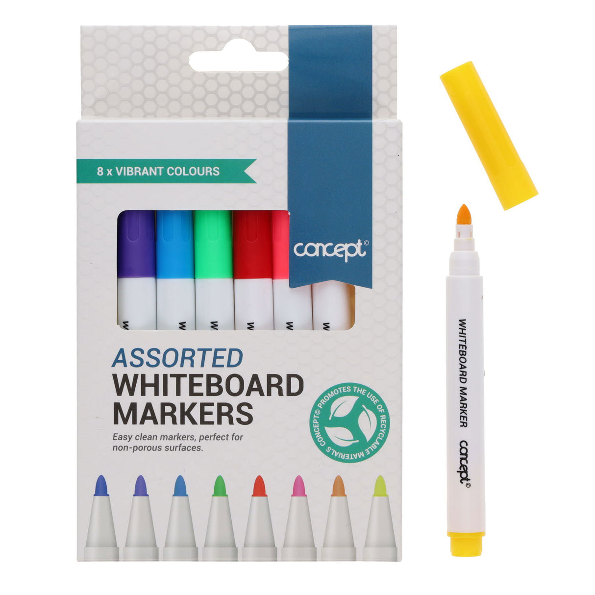 Premier Office Dry Wipe Whiteboard Markers with Bullet Tip - Pack of 8