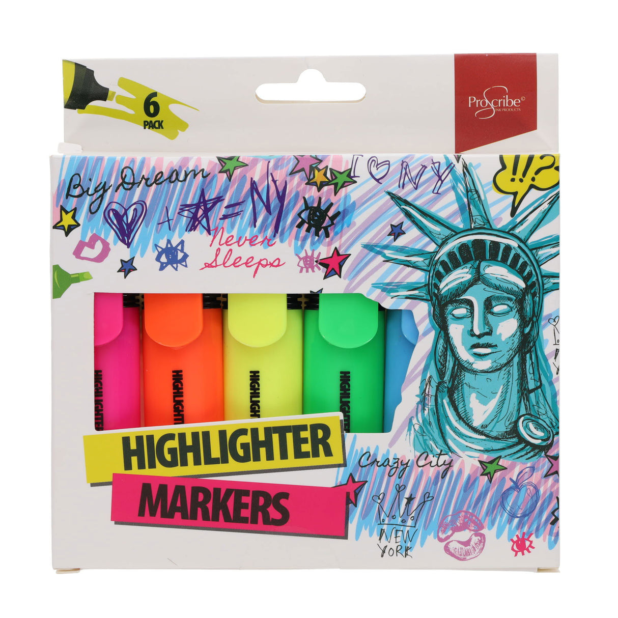 Pro:Scribe Highligher Markers - Pack of 6