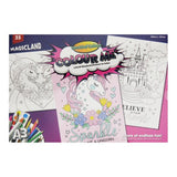 World of Colour A3 Colouring Book - 25 Sheets - Magicland with Unicorns | Stationery Shop UK