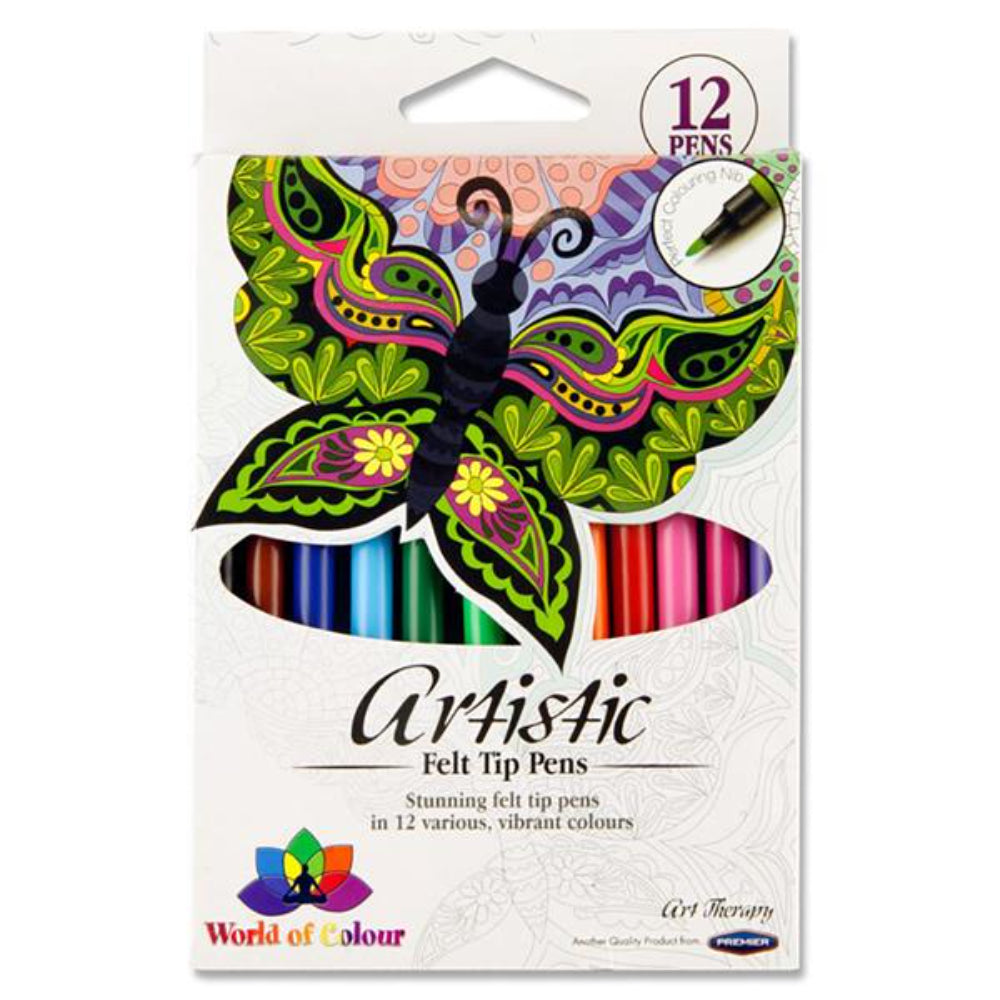 World of Colour Artistic Felt Tip Pens - Box of 12-Felt Tip Pens-World of Colour | Buy Online at Stationery Shop