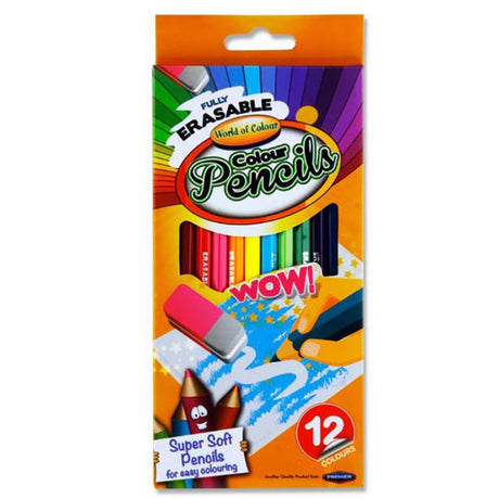 World of Colour Box of 12 Fully Erasable Colouring Pencils-Colouring Pencils-World of Colour | Buy Online at Stationery Shop